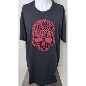 Oakley‎ Shirt Mens Size XXL Gray T Shirt Red Skull Patch